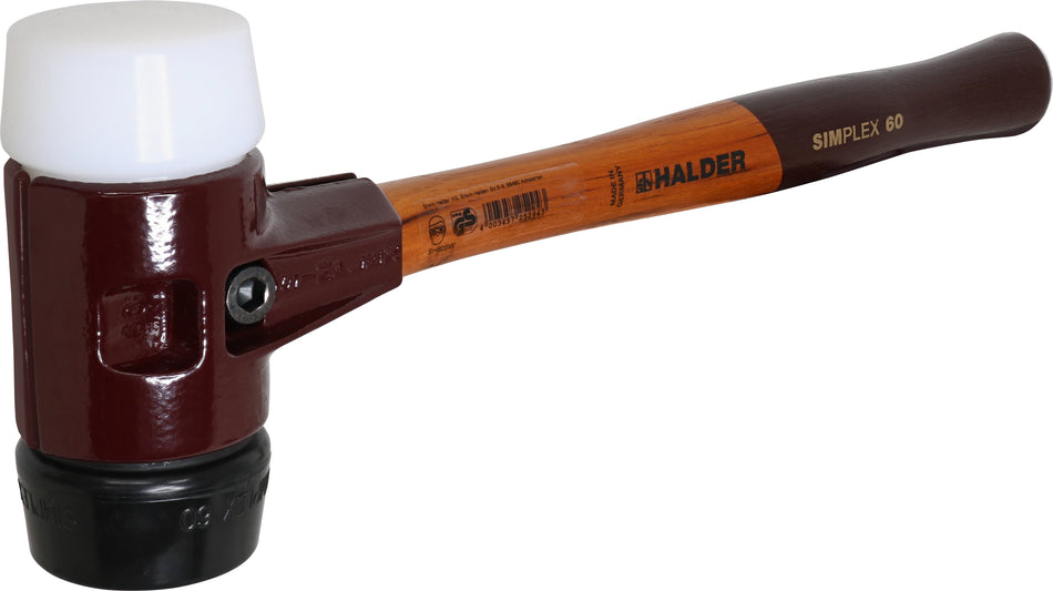 TRIUSO Simplex-Schonhammer 60 mm Gummi schwarz, Plastik weiß