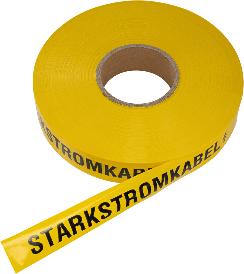 TRIUSO Trassenwarnband 40mm x 250m, "Achtung Starkstromkabel", gelb