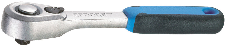 GEDORE Umschaltknarre 1/4", 2K-Griff 127 mm, feinverzahnt, DIN 3122, tropfenförmiger Kopf