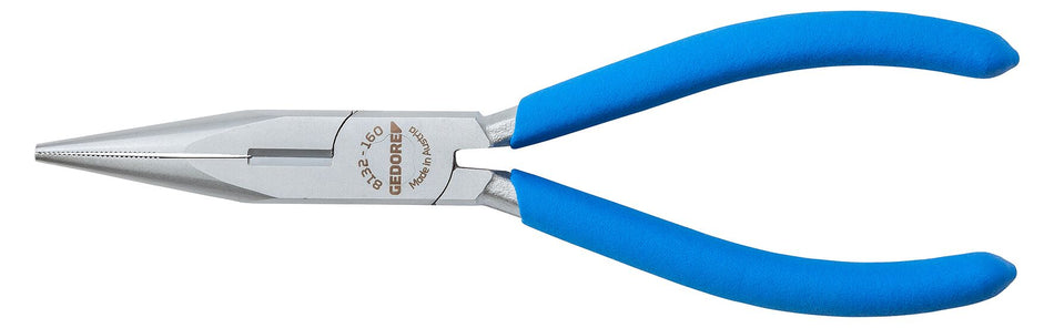 GEDORE Flachrundzange 160 mm, DIN ISO 5745, gehärtet, verchromt, 2-Komponenten-Griffe